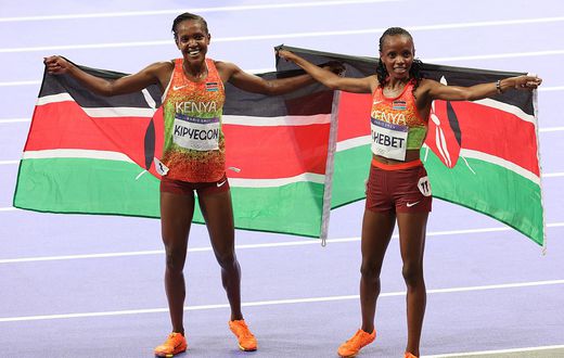 Beatrice Chebet and Faith Kipyegon during the 2024 Olympics in Paris