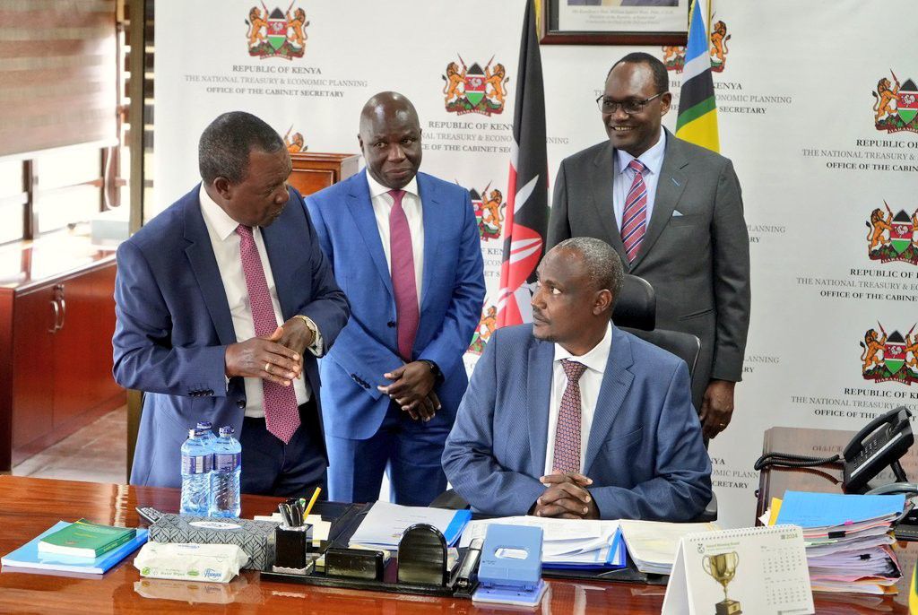 Former Treasury CS Njuguna Ndung'u hands over to new CS John Mbadi