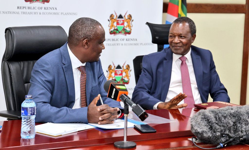 Former Treasury CS Njuguna Ndung'u hands over to new CS John Mbadi