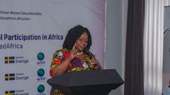 Suba North MP Millie Odhiambo speaking during a Women mentorship workshop on August 16, 2024