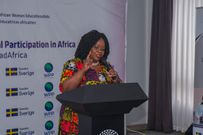 Suba North MP Millie Odhiambo speaking during a Women mentorship workshop on August 16, 2024