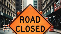 An AI-generated image of a road sign indicating that the road is closed
