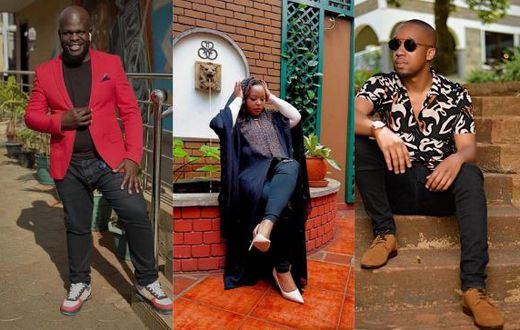 A collage image of Billy Miya, Gladys Mungai and Rashid Abdalla