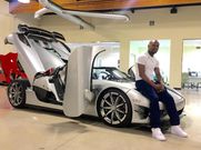 Floyd Mayweather poses with his USD4.8M Koenigsegg CCXR Trevita, 1 of 2 in the world