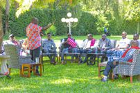 Former Deputy President Rigathi Gachagua hosting a delegation at his Wamunyoro home