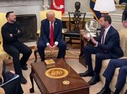 Ukrainian President Volodymyr Zelenski, his US President Donald Trump and Vice President J.D Vance at a meeting in the Oval Office in the Whitehouse on February 28, 2025