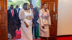 First Lady Rachel Ruto and Second Lady Joyce Kithure at the National Prayer Breakfast