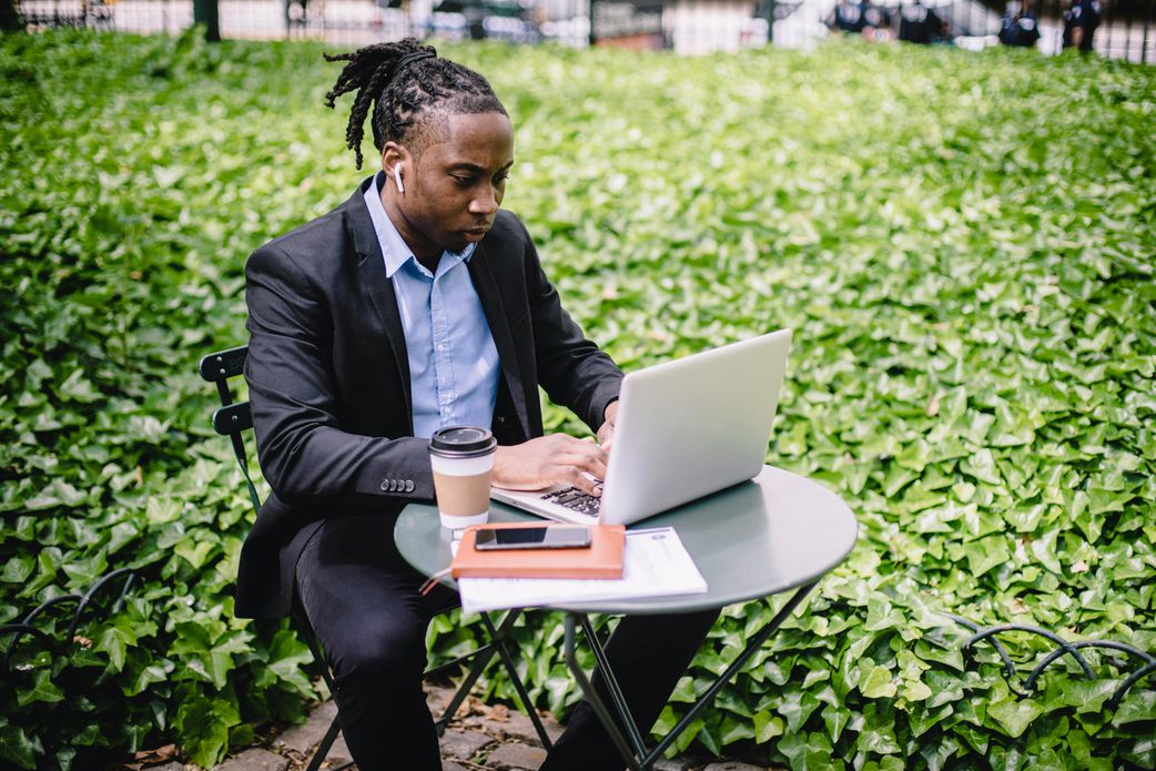 A man using the internet