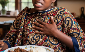 A person experiencing a heartburn