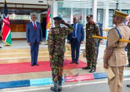 Chief of the Defence Forces (CDF) General Charles Kahariri with Corporal Boniface Muchiri