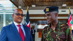 Chief of the Defence Forces (CDF) General Charles Kahariri with Corporal Boniface Muchiri