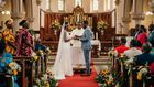 An AI-generated image of a couple during their wedding