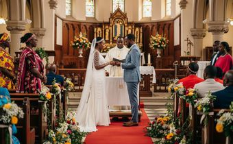 An AI-generated image of a couple during their wedding