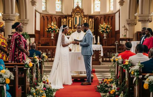 An AI-generated image of a couple during their wedding