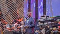 Deputy President Rigathi Gachagua addressing worshippers at The Grace Encounter Ultimate Worship Experience at KICC in September 2024