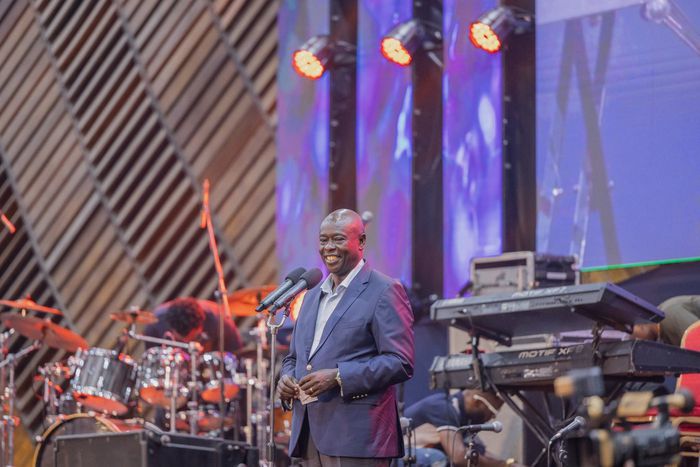 Deputy President Rigathi Gachagua addressing worshippers at The Grace Encounter Ultimate Worship Experience at KICC in September 2024