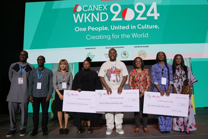 Mrs. Kanayo Awani, Executive Vice President, Intra Africa Trade and Export Development, Afreximbank (3rd right), Stephen Tio Kauma, Group MD Human Resources, Afreximbank (2nd left), Ody Akhanoba, Senior Manager Export Development, Afreximbank (left), t...