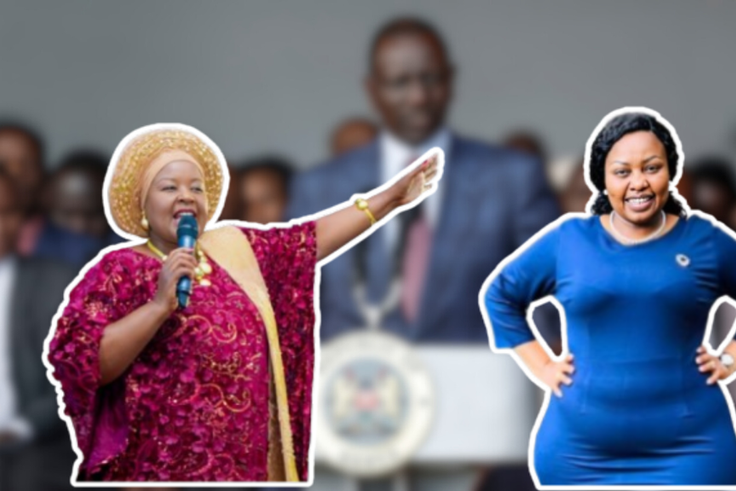 A collage of President William Ruto, Bishop Margaret Wanjiru and Millicent Omanga