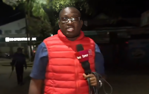TV47 journalist Moige William during the coverage of Gachagua's impeachment