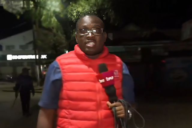 TV47 journalist Moige William during the coverage of Gachagua's impeachment