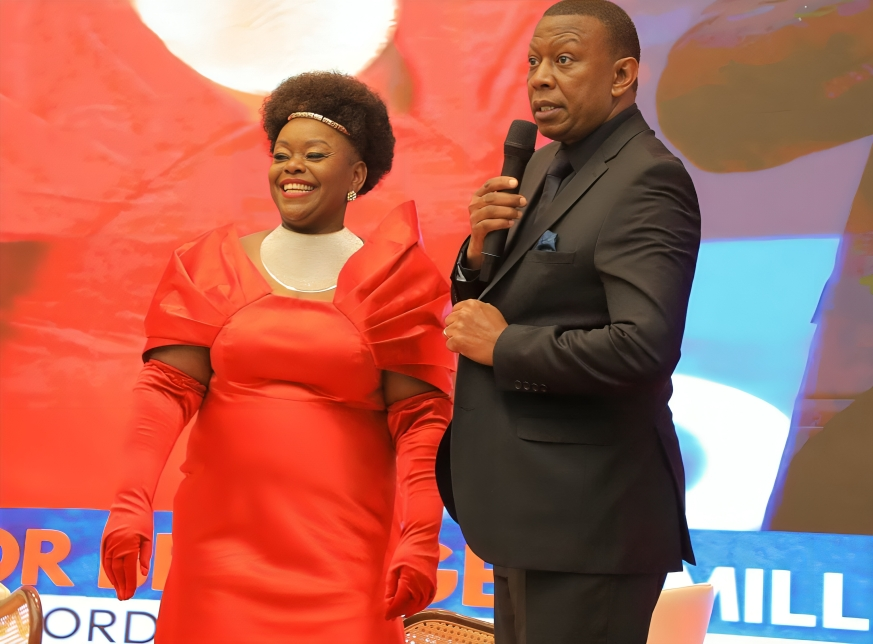 Millie Odhiambo and her husband Magugu Mabona during her book launch