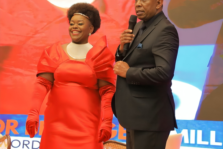 Millie Odhiambo and her husband Magugu Mabona during her book launch