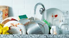 Dirty dishes in a sink