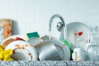 Dirty dishes in a sink