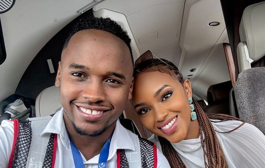 File image of businessman Khalif Kairo  with his former partner Maria Wavinya during happier together times