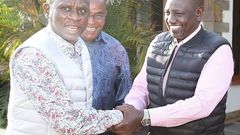 President William Ruto with former Machakos MP Victor Munyaka.