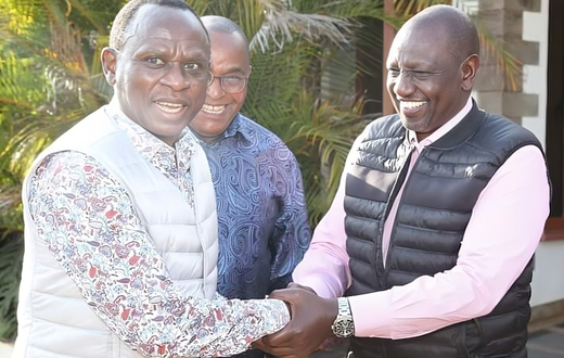 President William Ruto with former Machakos MP Victor Munyaka.