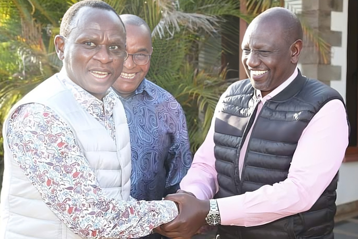 President William Ruto with former Machakos MP Victor Munyaka.
