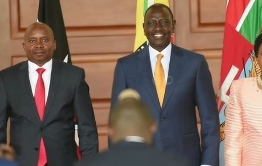 A screengrab image of Prof Kithure Kindiki, President William Ruto and Joyce Kindiki