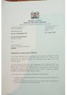 Letter terminating Francis Ngotho's employment at Deputy President's office