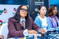 Rita Paulsen at a press briefing in Nairobi