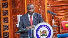 Deputy President Rigathi Gachagua during his impeachment trial hearing at the Senate