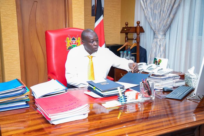 File image of impeached Deputy President Rigathi Gachagua at his office