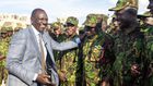 President William Ruto with police officer who are part of the Multinational Security Support Mission for Haiti on September 2024
