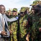President William Ruto with police officer who are part of the Multinational Security Support Mission for Haiti on September 2024