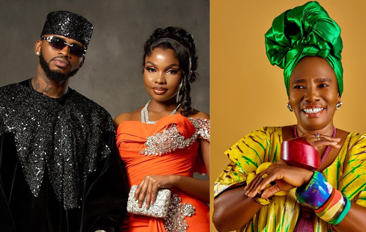 From left: Diamond with girlfriend Zuchu  and his mother Mama Dangote’
