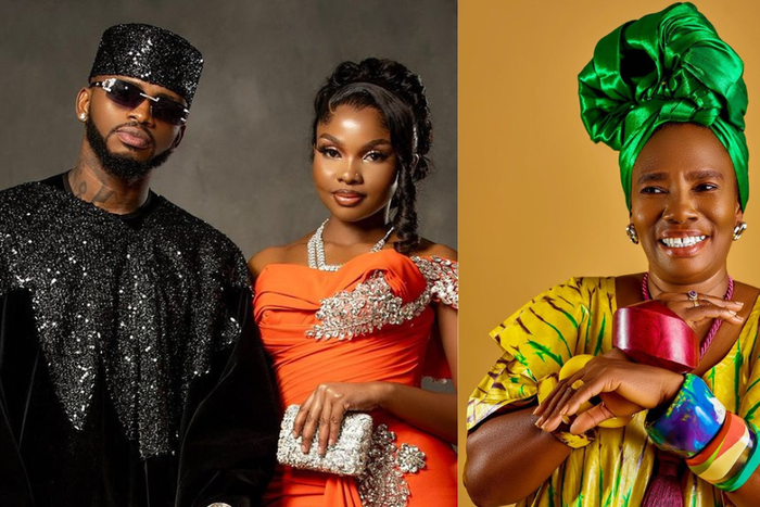 From left: Diamond with girlfriend Zuchu  and his mother Mama Dangote’