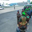 A contingent of Kenya Defence Forces (KDF) soldiers deployed to Somalia under the African Union Transition Mission in Somalia (ATMIS) returning home from Somalia
