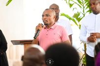 NTV journalist Lofti Matambo at the burial of Mashirima Kapombe's mother