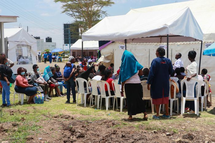 Women getting check ups at a medical camp at Mbagathi County Hospital.