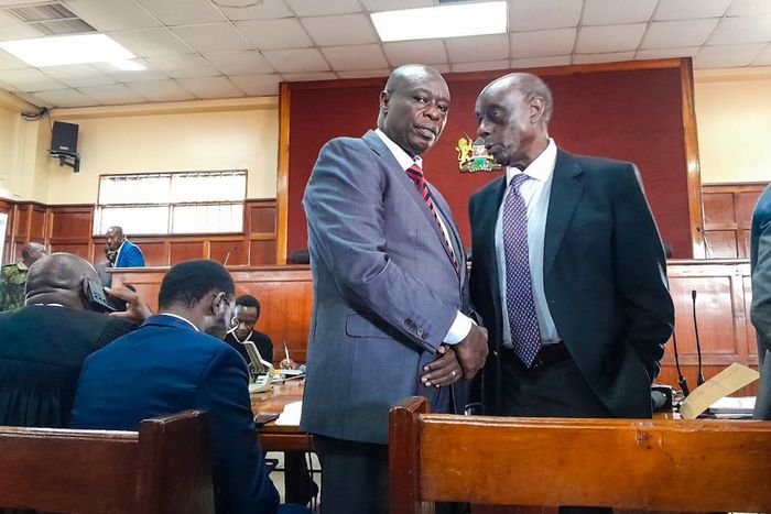 Former Deputy President Rigathi Gachagua and his lawyer Paul Muite