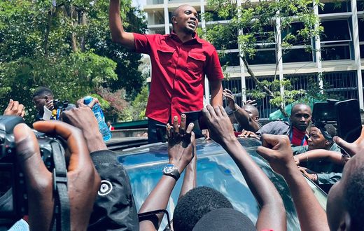 Morara Kebaso during a rally in Nairobi CBD