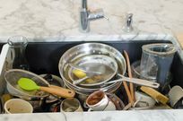 Dirty dishes in a sink