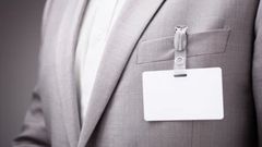 A suit with a tag