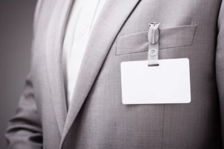 A suit with a tag