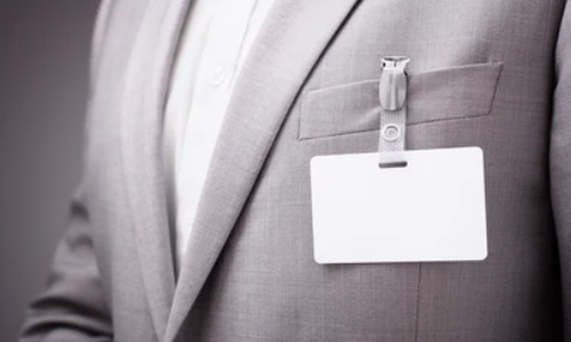 A suit with a tag